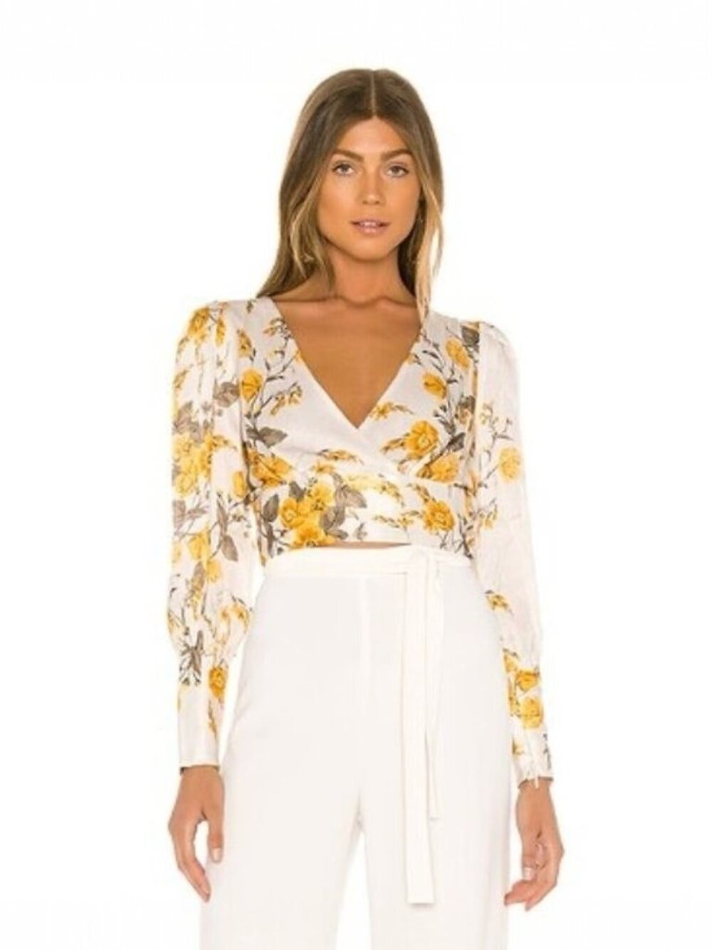 🛍 Bec + Bridge Matilde Floral Crop Blouse in Yellow Size 4